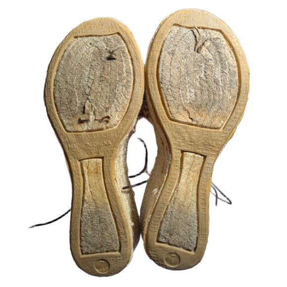 Vtg Y2K Roxy Ivory Canvas Beaded Shell Embellished Espadrille Sandals Sz 7 - Picture 5 of 6